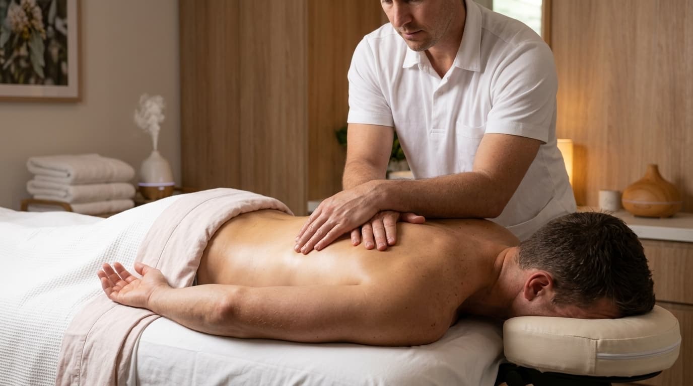 Deep tissue therapy applied with focused pressure on the back